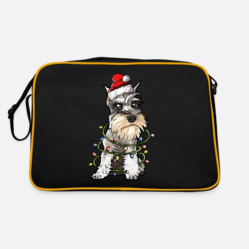 Schnauzer Weihnachten Hunde Geschenk - Retro Tasche - Schwarz/Gold