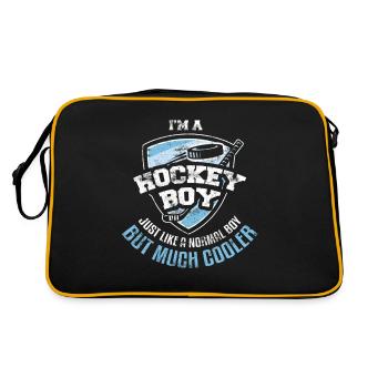 Hockey Junge - Retro Tasche - Schwarz/Gold - Hinten