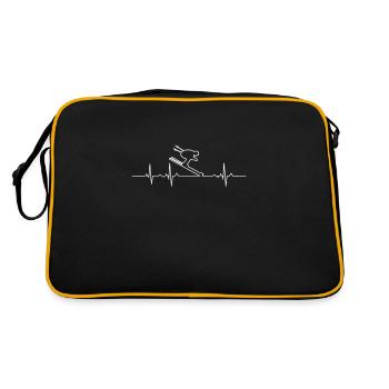 Skier skiing heart heartbeat alpine ski tour - Retro Bag - black/gold - Back