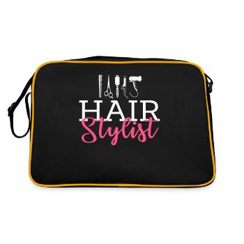 Friseur Hair Stylist - Retro Tasche - Schwarz/Gold - Hinten