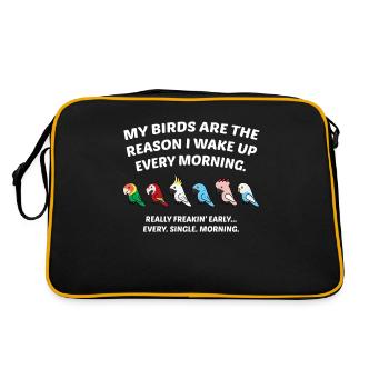Cadeau d'oiseaux tropicaux ornithologue perroquets - Sac Retro - noir/or - Dos