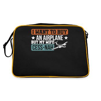 Flugzeug Fliegen Luftfahrzeugführer Geschenk - Retro Tasche - Schwarz/Gold - Hinten