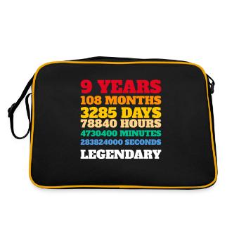 Kids 9th Birthday 9 Years Old Gift Idea - Retro Bag - black/gold - Back