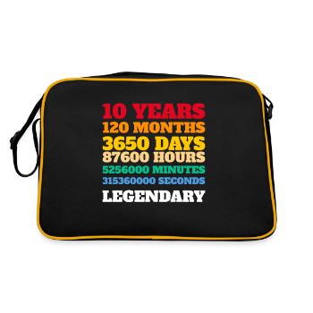 Kids 10th Birthday 10 Years Old Gift Idea - Retro Bag - black/gold - Back