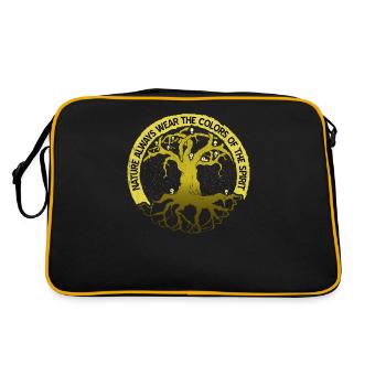 Spirituelle Natur I Weltenbaum Mythologie I Viking - Retro Tasche - Schwarz/Gold - Hinten