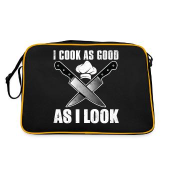Kochen Koch Küche Chefkoch Köchin Essen Geschenk - Retro Tasche - Schwarz/Gold - Hinten