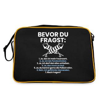 Bevor Du Fragst Feuerwerk Silvester Pyrotechniker - Retro Tasche - Schwarz/Gold - Hinten