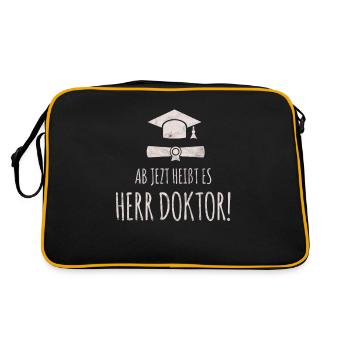 Toller Uni Abschluss Spruch für Doktoren Geschenk - Retro Tasche - Schwarz/Gold - Hinten