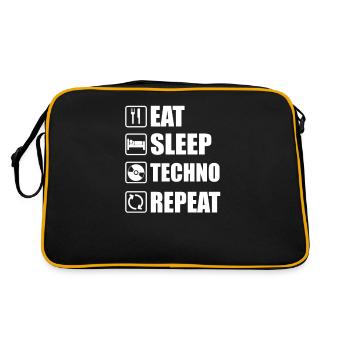 Techno Eat Sleep Repeat Gift - Retro Bag - black/gold - Back