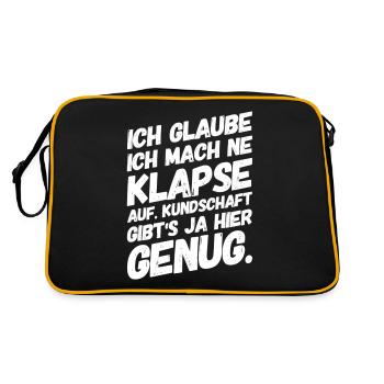 Lustige Sprüche Klapse Bürohumor - Retro Tasche - Schwarz/Gold - Hinten