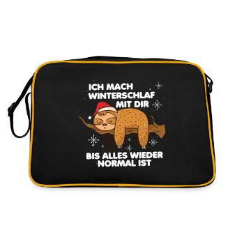Faultier Winterschlaf Nachthemd Schlafshirt - Retro Tasche - Schwarz/Gold - Hinten