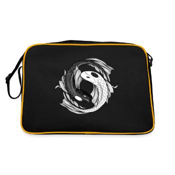 Ying Yang Koi Fisch Zen Retro Vintage Anime Japan - Retro Tasche - Schwarz/Gold - Hinten