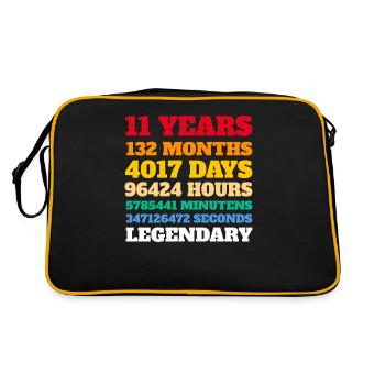 Kids 11th Birthday 11 Years Old Gift Idea - Retro Bag - black/gold - Back