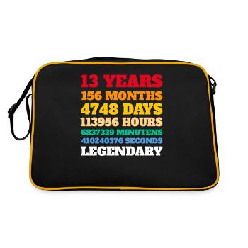 Kids 13th Birthday 13 Years Old Gift Idea - Retro Bag - black/gold - Back
