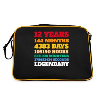Kids 12th Birthday 12 Years Old Gift Idea - Retro Bag - black/gold - Back