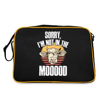 Kuh Kühe Bauer Lustig Geschenk - Retro Tasche - Schwarz/Gold - Hinten