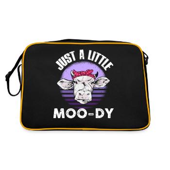 Kuh Kühe Bauer Lustig Geschenk - Retro Tasche - Schwarz/Gold - Hinten