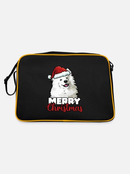 Merry Christmas Samojeden Amoureux des chiens Cadeau - Sac Retro - noir/or - Dos