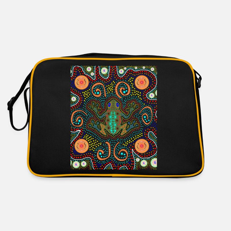 Kunstfrosch der Aborigines - Retro Tasche - Schwarz/Gold