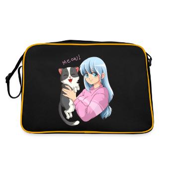 Anime Neko Cat Girl I Waifu Pastel Kawaii Anime Gi - Sac Retro - noir/or - Dos
