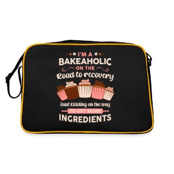 Baker Konditor Lustige Bakeholic Backen Sprichwort - Retro Tasche - Schwarz/Gold - Hinten