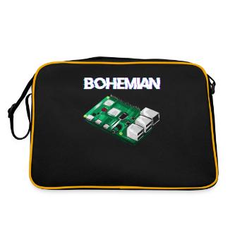 Bohemian Raspberry Informatiker Programmierer Pi - Retro Tasche - Schwarz/Gold - Hinten