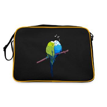 Wellensittiche Pärchen Vogelzüchter Vogelbesitzer - Retro Tasche - Schwarz/Gold - Hinten