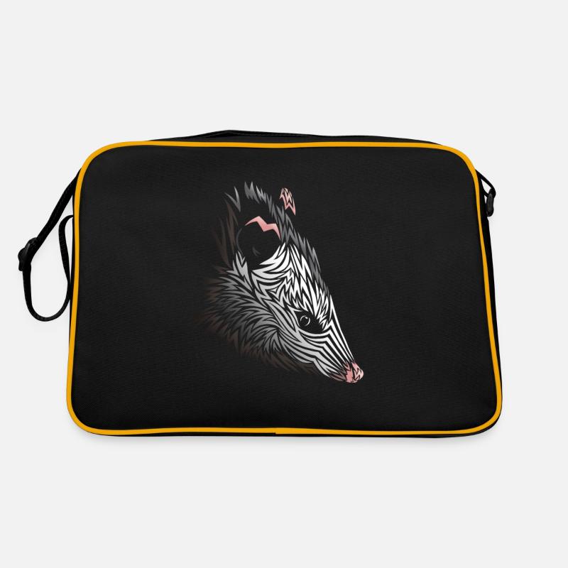 Tribal Opossum - Retro Tasche - Schwarz/Gold