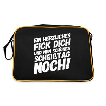 Lustige Sprüche Fick Dich - Retro Tasche - Schwarz/Gold - Hinten
