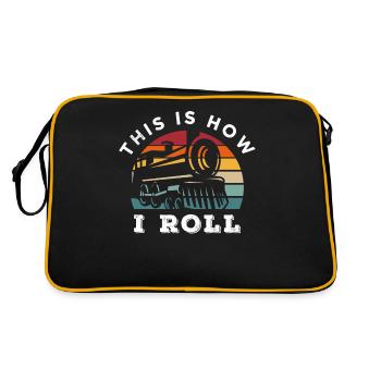 Eisenbahn Zug Zugführer Lokomotive Retro Geschenk - Retro Tasche - Schwarz/Gold - Hinten