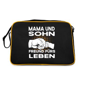 Mama Und Sohn Freunde Fürs Leben - Retro Tasche - Schwarz/Gold - Hinten