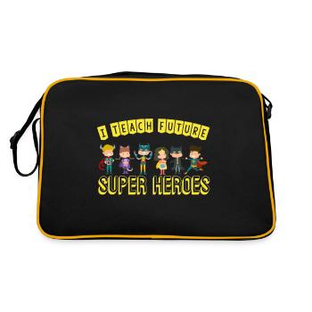 Ich unterrichte Superhelden Fantastisch Unterricht - Retro Tasche - Schwarz/Gold - Hinten