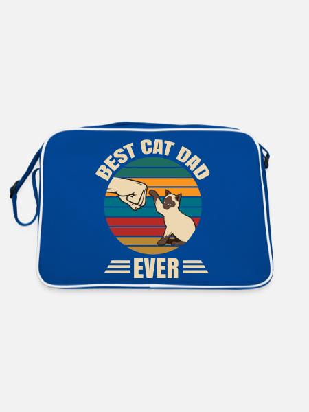 Siamese Katzen Cat Süss Lustig - Retro Tasche - Blau/Weiß - Hinten