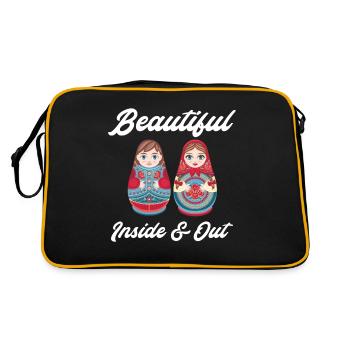 Belle Matriochka Babushka à l'intérieur et à l'extérieur - Sac Retro - noir/or - Dos