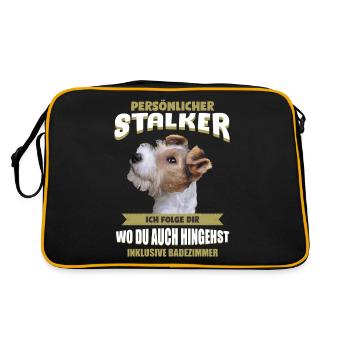 Foxterrier Tshirt - Foxterrier Shirt - Retro Tasche - Schwarz/Gold - Hinten