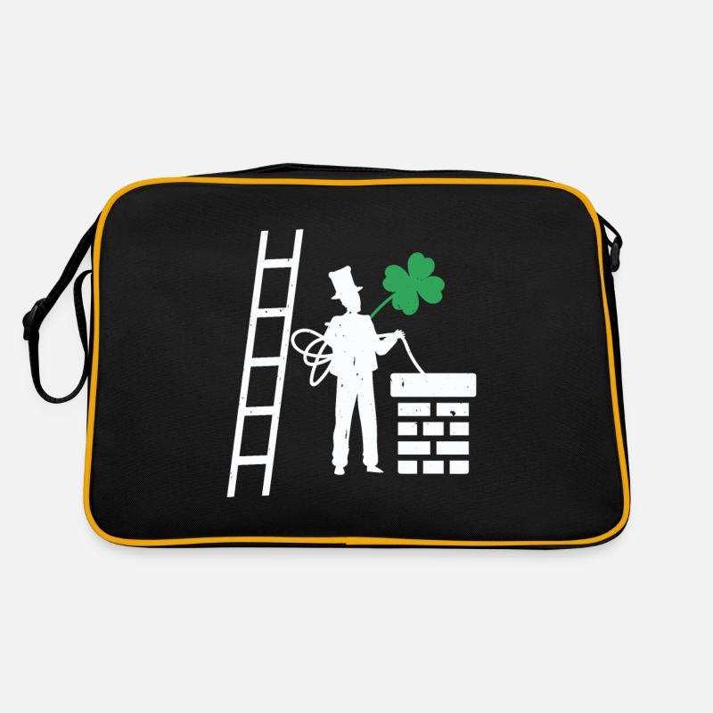 Schonsteinfeger Glücksbringer Kleeblatt Geschenk - Retro Tasche - Schwarz/Gold