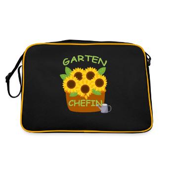 Garten Chefin lustiges Geschenk Gärtnerin - Retro Tasche - Schwarz/Gold - Hinten