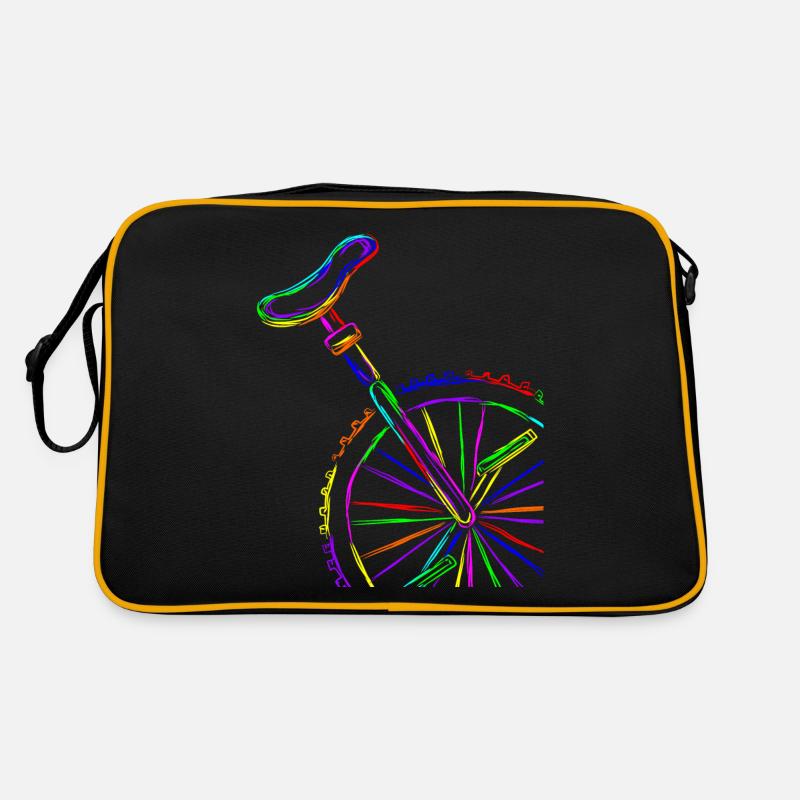 Buntes Einrad - Retro Tasche - Schwarz/Gold