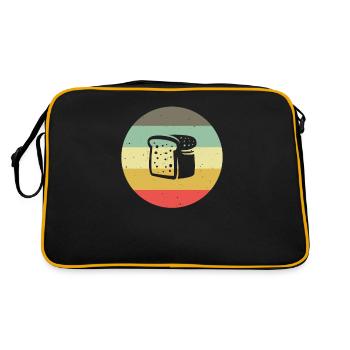 Brot Bäcker Brotzeit Stulle Vintage Geschenkidee - Retro Tasche - Schwarz/Gold - Hinten