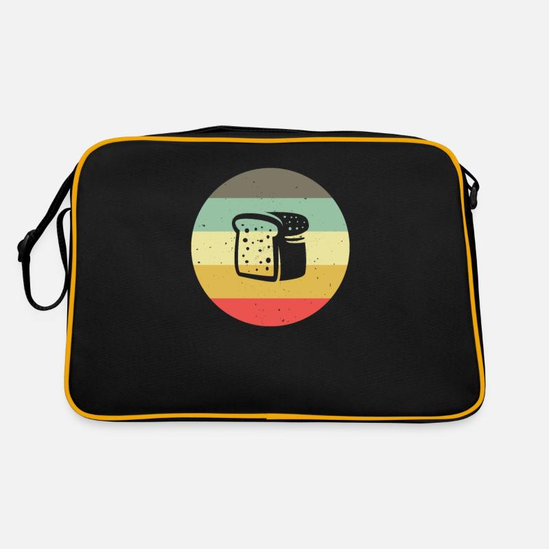 Brot Bäcker Brotzeit Stulle Vintage Geschenkidee - Retro Tasche - Schwarz/Gold