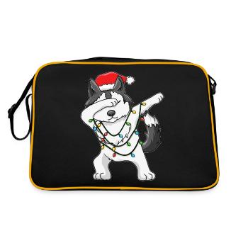 Dabbing Dog Husky Santa Christmas Tree Christmas Xm - Retro Bag - black/gold - Back