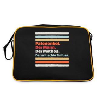 Onkel, Patenonkel und Taufpate Geschenkidee - Retro Tasche - Schwarz/Gold - Hinten