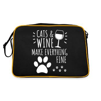 Cats And Wine Make Everything Fine Wine Cats - Retro Bag - black/gold - Back