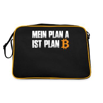 Mein Plan A ist Plan B - Bitcoin - Retro Tasche - Schwarz/Gold - Hinten