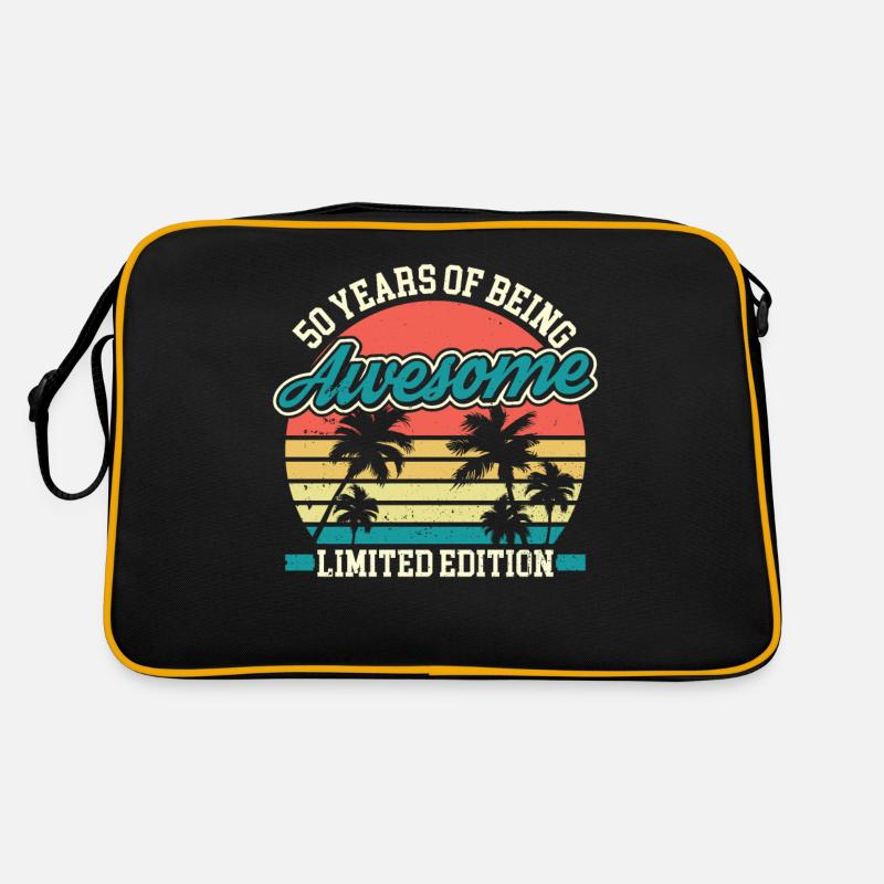 50.Geburtstag 50.Geburtstag Mann 50 - Retro Tasche - Schwarz/Gold