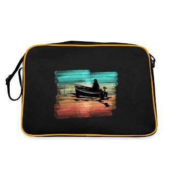 Pêcheur à la pêche en bateau - Sac Retro - noir/or - Dos