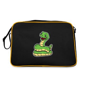 Süße Schlange Reptil Kobra Boa Tier Geschenk - Retro Tasche - Schwarz/Gold - Hinten