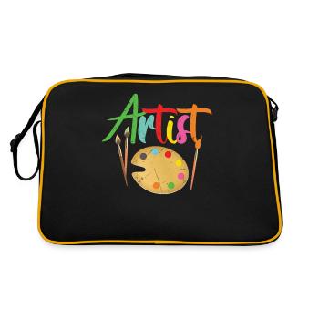 Pinceaux de palette de couleurs d'artiste colorés - Sac Retro - noir/or - Dos