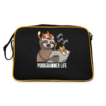 Funny Cat Programmer Computer Science Gift - Retro Bag - black/gold - Back