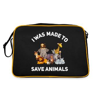 i was made to save animals ... vet - Retro Bag - black/gold - Back